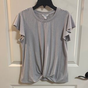 TIME AND TRU Women’s Twist Too With Short Sleeves - Striped